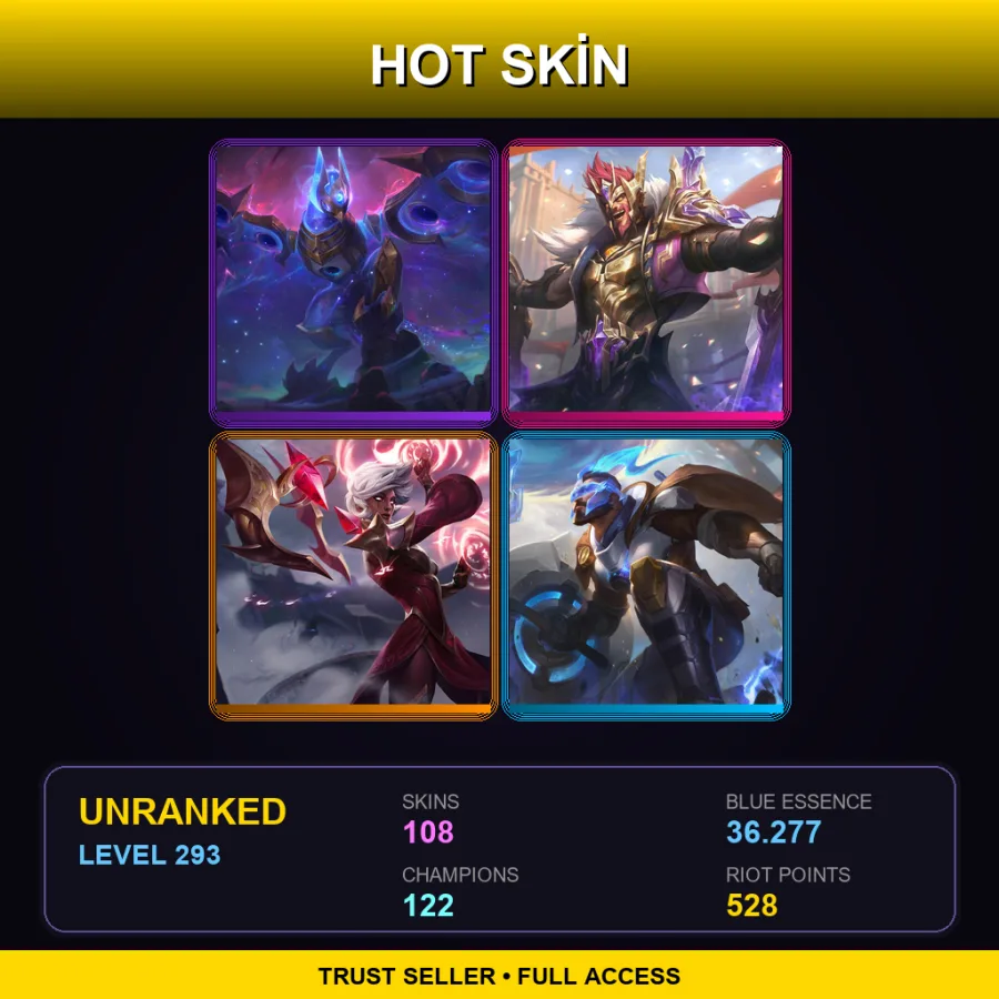 LAN | Lv293 | Unranked | 108 Skin | 122 Champ — Coin Emperor Tahm Kench