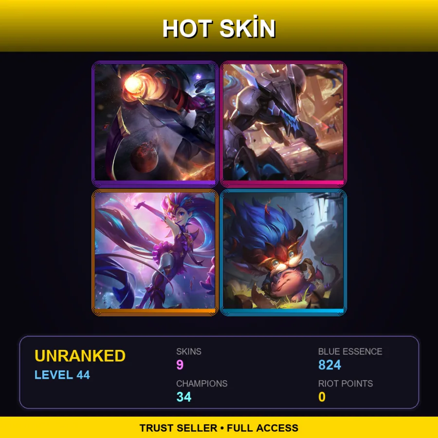 LAS | Lv44 | Unranked | 9 Skin | 34 Champ — Dark Star Varus
