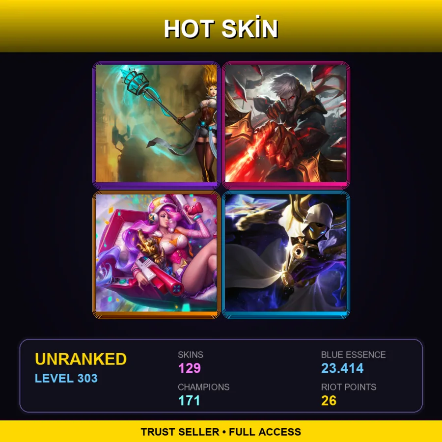 LAS | Lv303 | Unranked | 129 Skin | 171 Champ