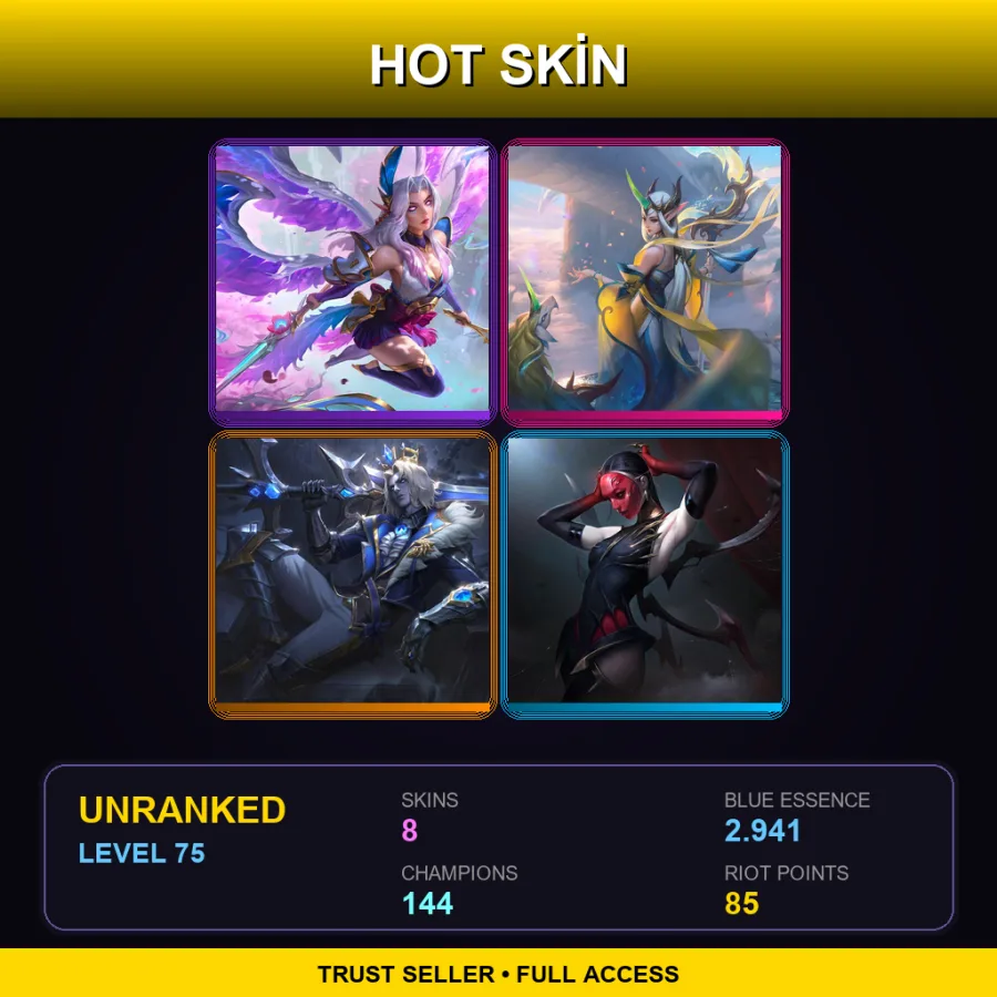 SG | Lv75 | Unranked | 8 Skin | 144 Champ — LoL account