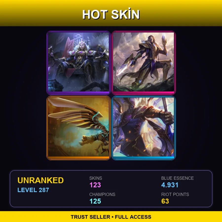 EUW | Lv287 | Unranked | 123 Skin | 125 Champ