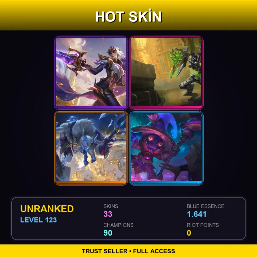 EUNE | Lv123 | Unranked | 33 Skin | 90 Champ