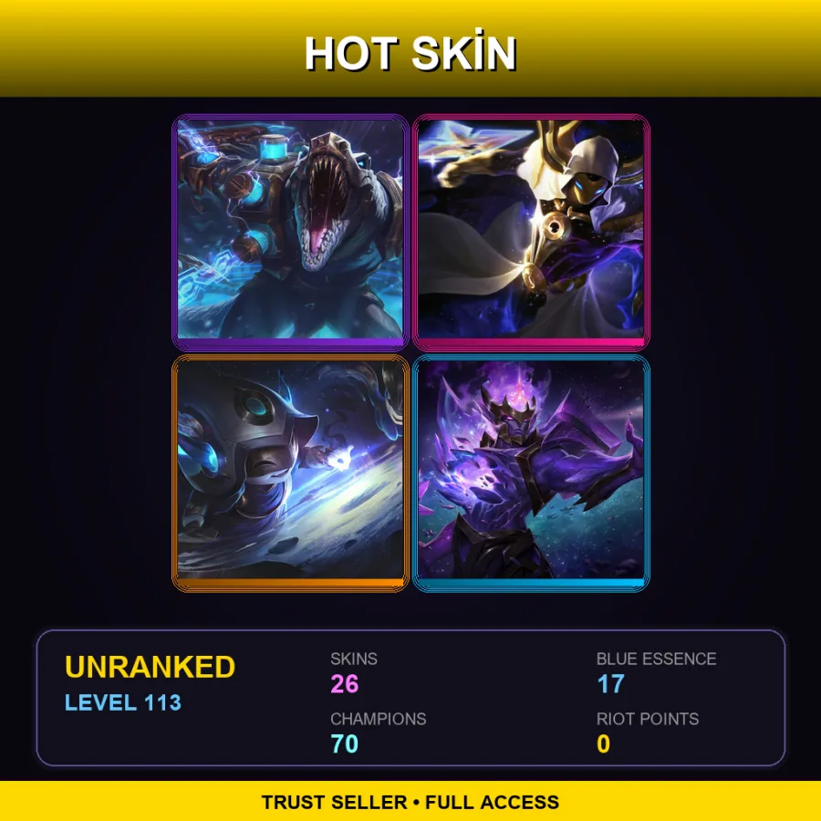 EUNE | Lv113 | Unranked | 26 Skin | 70 Champ