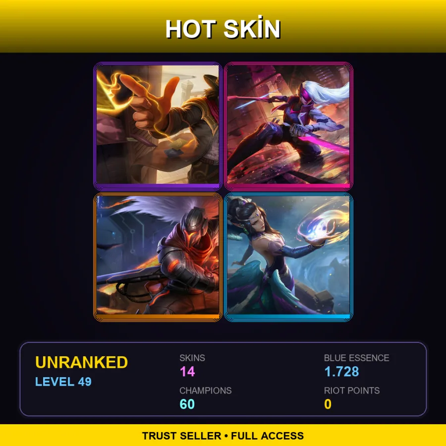 VN | Lv49 | Unranked | 14 Skin | 60 Champ