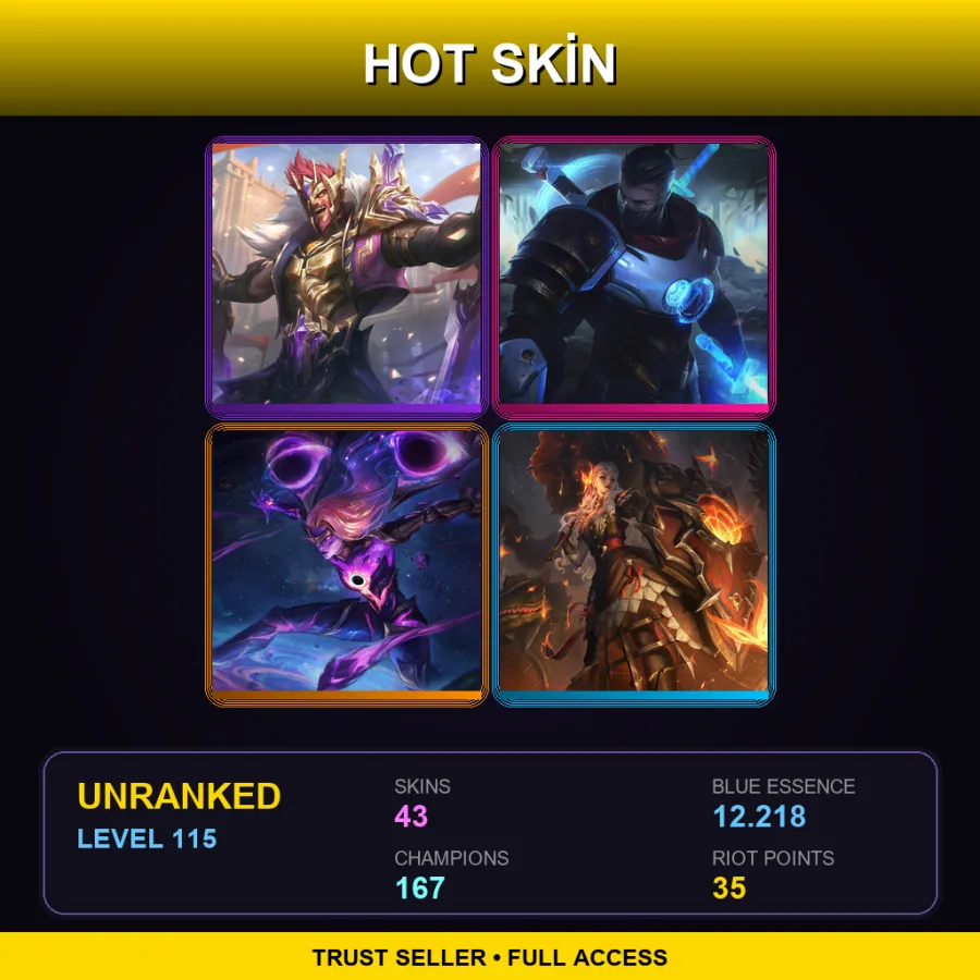EUW | Lv115 | Unranked | 43 Skin | 167 Champ