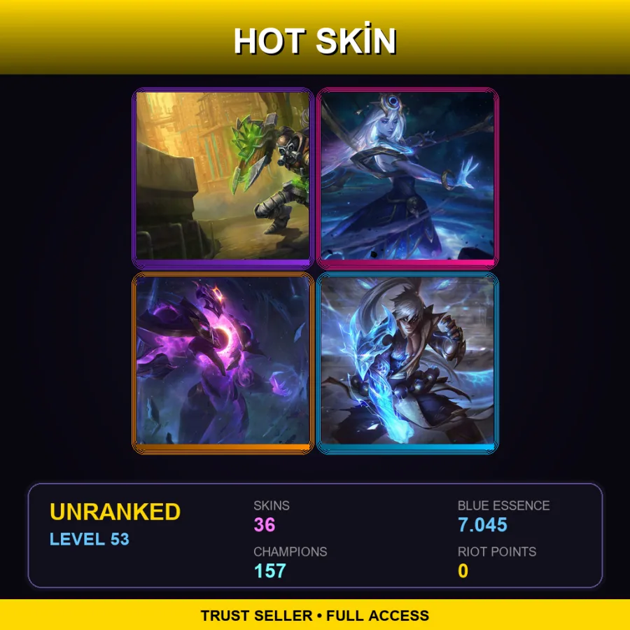SG | Lv53 | Unranked | 36 Skin | 157 Champ