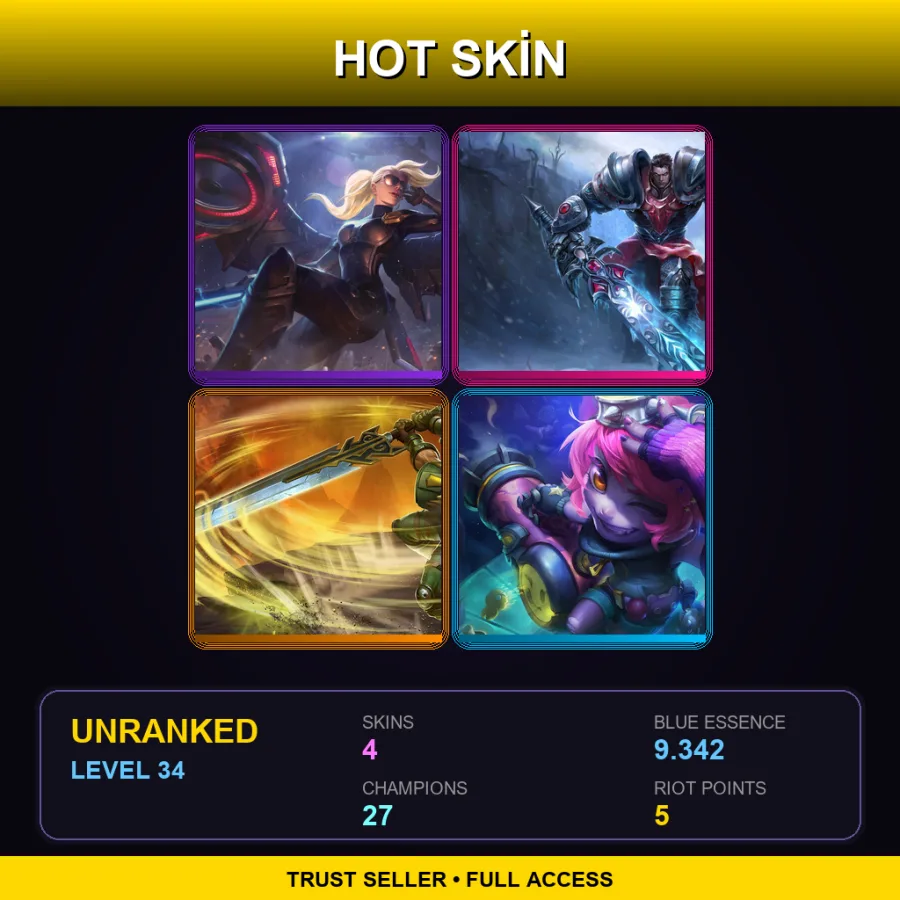 EUW | Lv34 | Unranked | 4 Skin | 27 Champ — Unranked / Smurf League of Legends