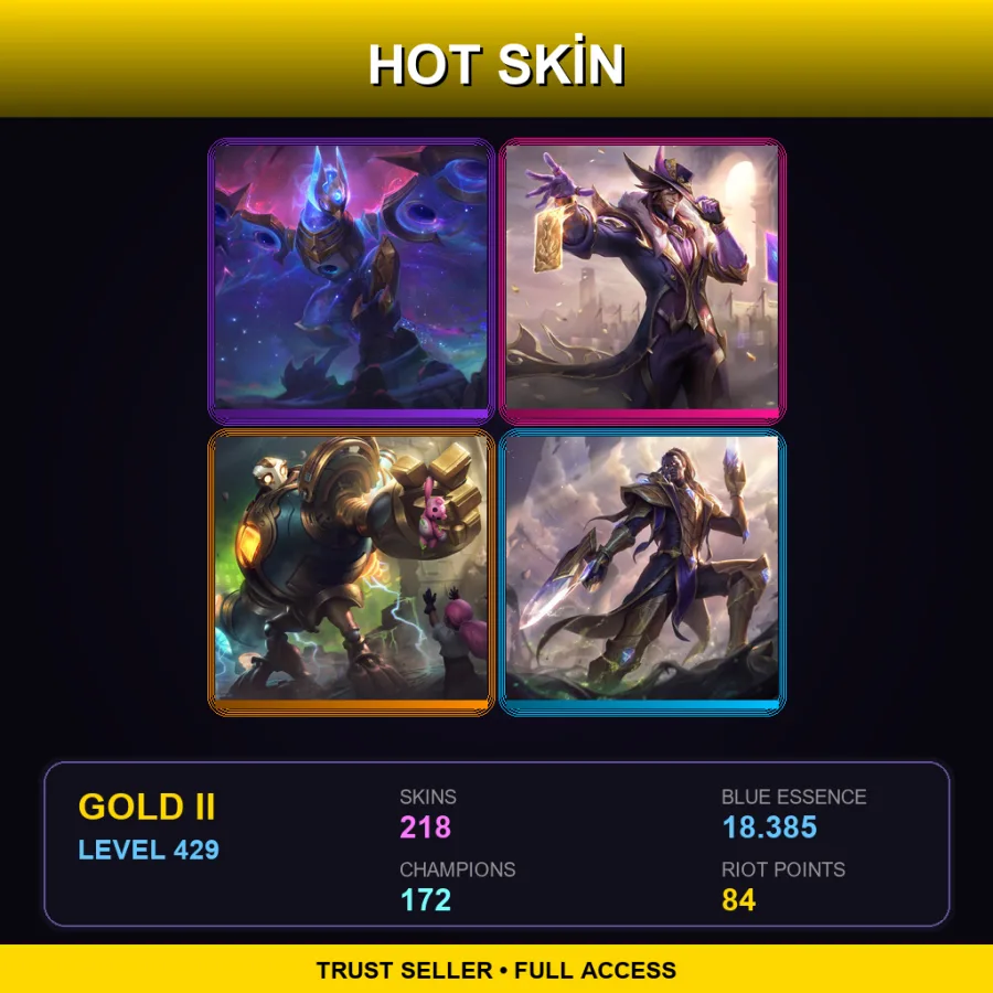 VN | Lv429 | Gold II | 218 Skin | 172 Champ
