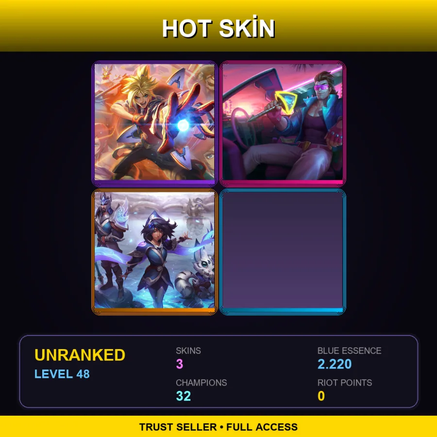 TR | Lv48 | Unranked | 3 Skin | 32 Champ