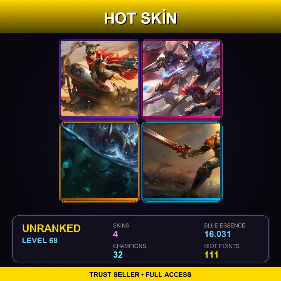 EUW | Lv68 | Unranked | 4 Skin | 32 Champ