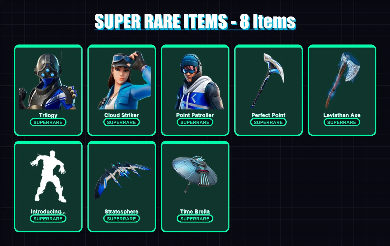 [PC/XBOX] | Trilogy | Cloud Striker | Point Patroller | Love Ranger | Menace | 150 skin | 176 pickaxe | 173 emote | 147 glider | Lv2965