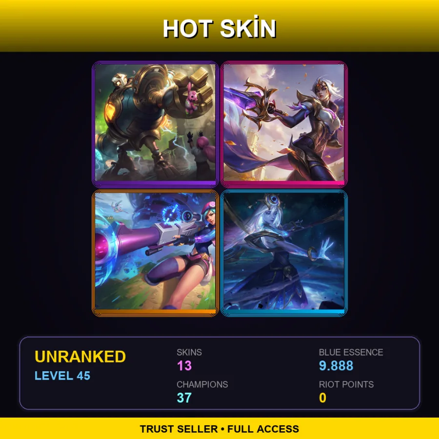 EUNE | Lv45 | Unranked | 13 Skin | 37 Champ