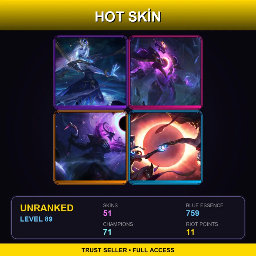 SG | Lv89 | Unranked | 51 Skin | 71 Champ — LoL account