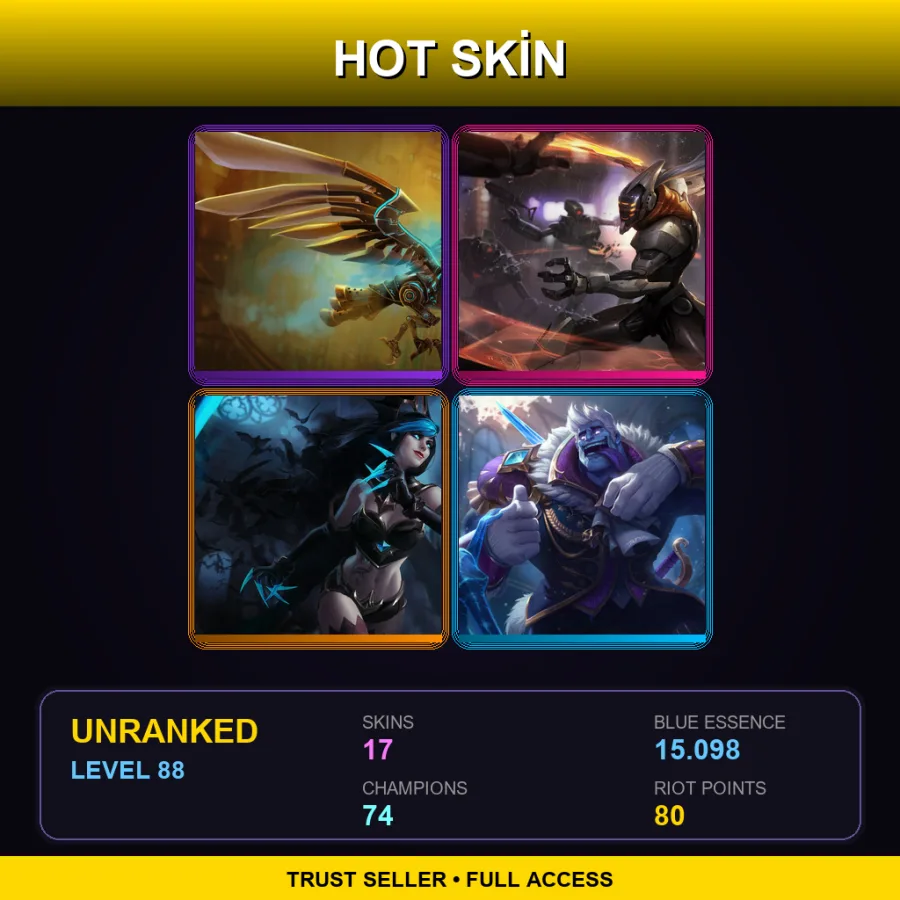 LAN | Lv88 | Unranked | 17 Skin | 74 Champ