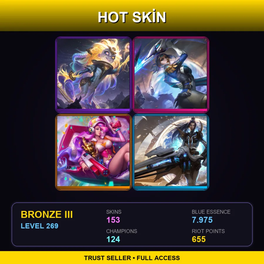 EUNE | Prestige Eternal Aspect Zoe | Pulsefire Fiora | Arcade Miss Fortune | Pulsefire Caitlyn | 153 Skin | 124 Champ | Bronze III | Lv269