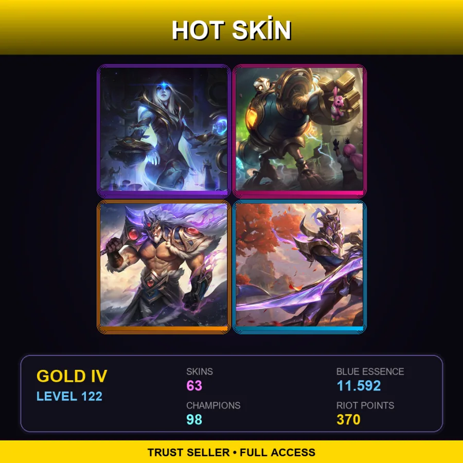 EUW | Lv122 | Gold IV | 63 Skin | 98 Champ