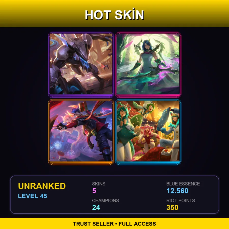 EUW | Lv45 | Unranked | 5 Skin | 24 Champ