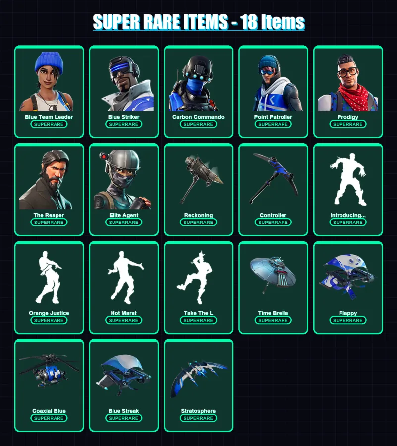 [PS4/PS5/XBOX/PC] | Blue Team Leader | Blue Striker | Carbon Commando | 122 skin | Lv2147