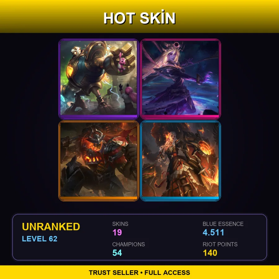 TR | Lv62 | Unranked | 19 Skin | 54 Champ