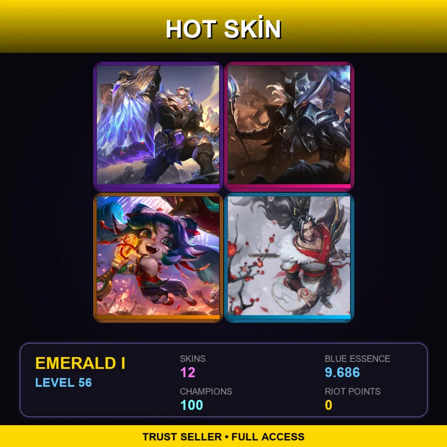 BR | Lv56 | Emerald I | 12 Skin | 100 Champ