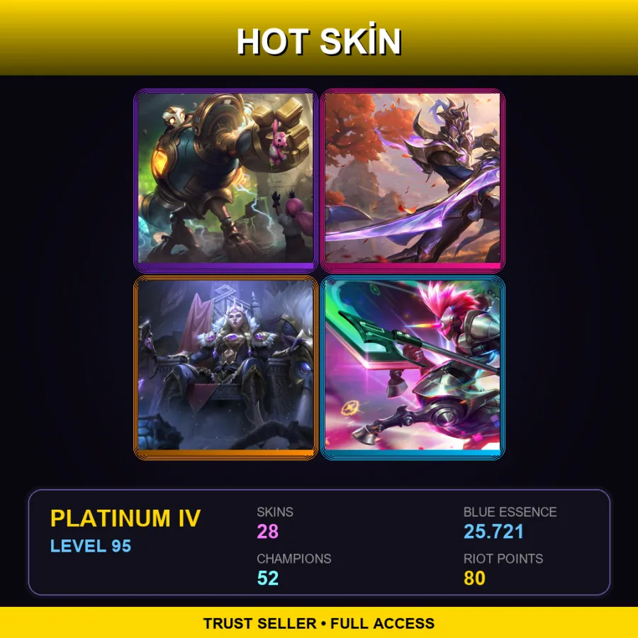 NA | Lv95 | Platinum IV | 28 Skin | 52 Champ