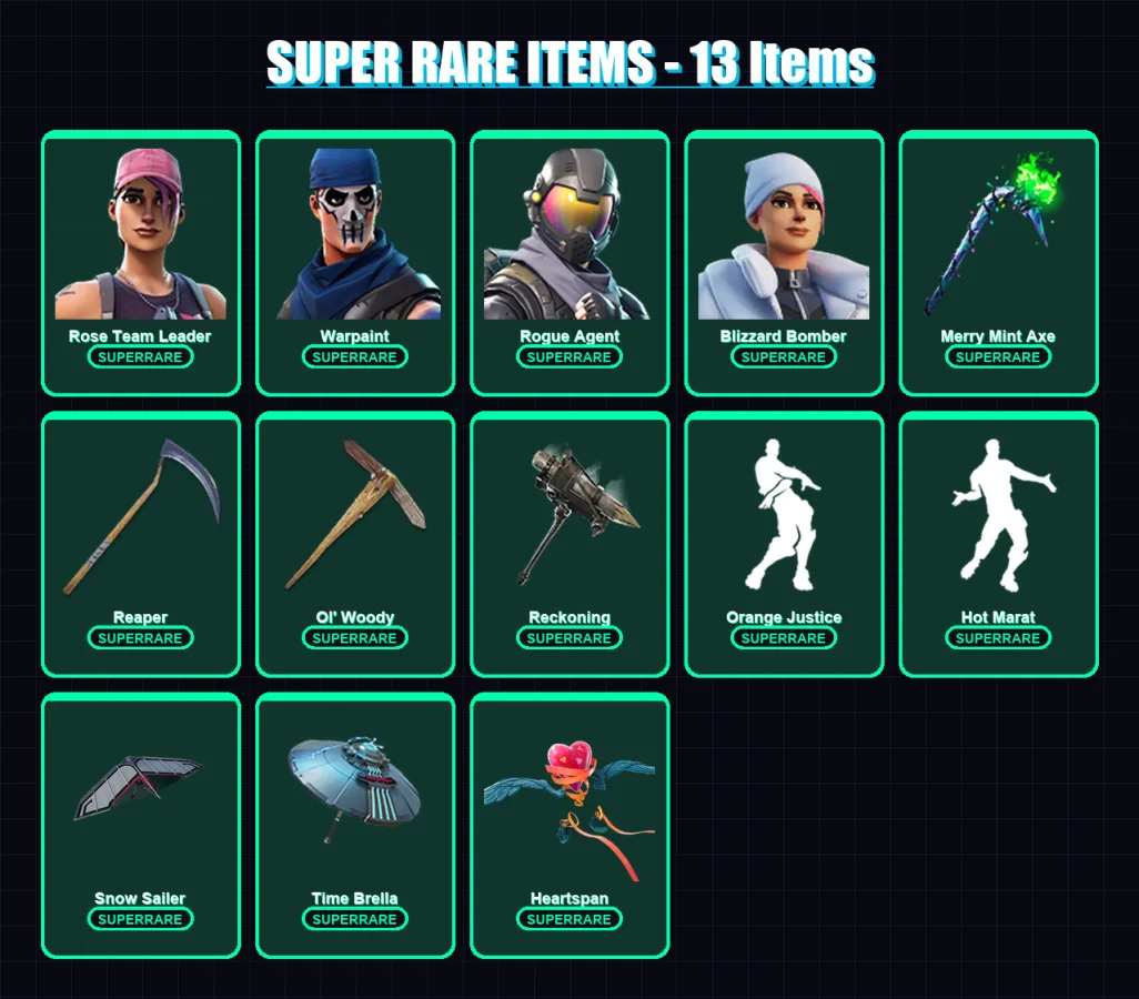 [PC/XBOX] | Rose Team Leader | Warpaint | Rogue Agent | Blizzard Bomber | Catalyst | 185 skin | 182 pickaxe | 174 emote | 154 glider | Lv2168