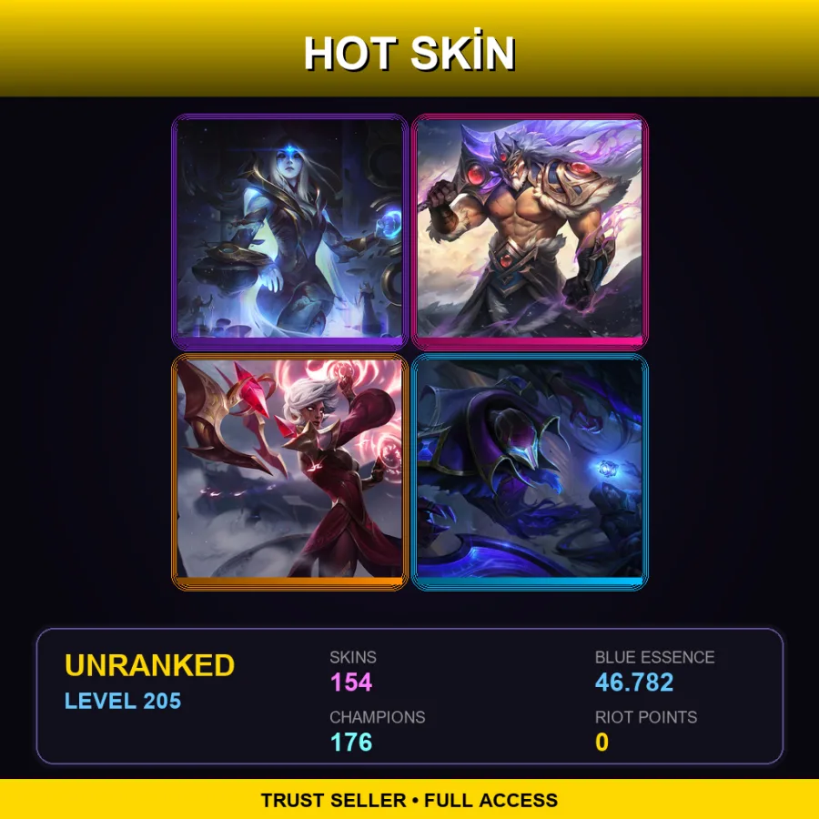 VN | Lv205 | Unranked | 154 Skin | 176 Champ
