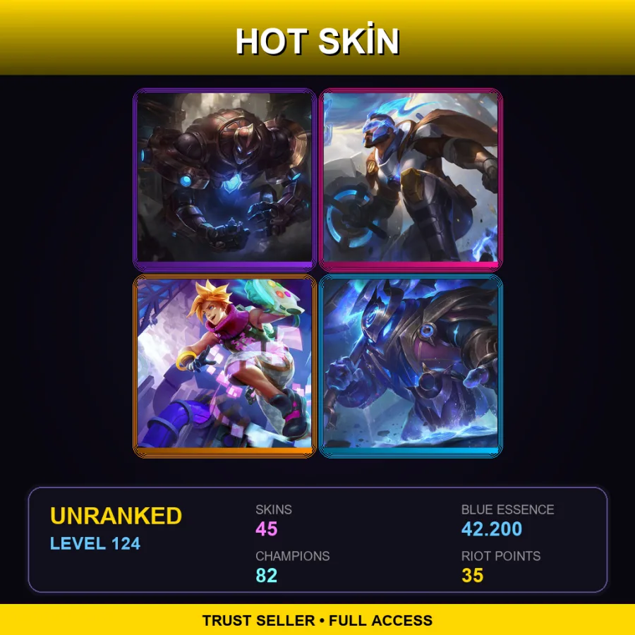 EUW | Lv124 | Unranked | 45 Skin | 82 Champ