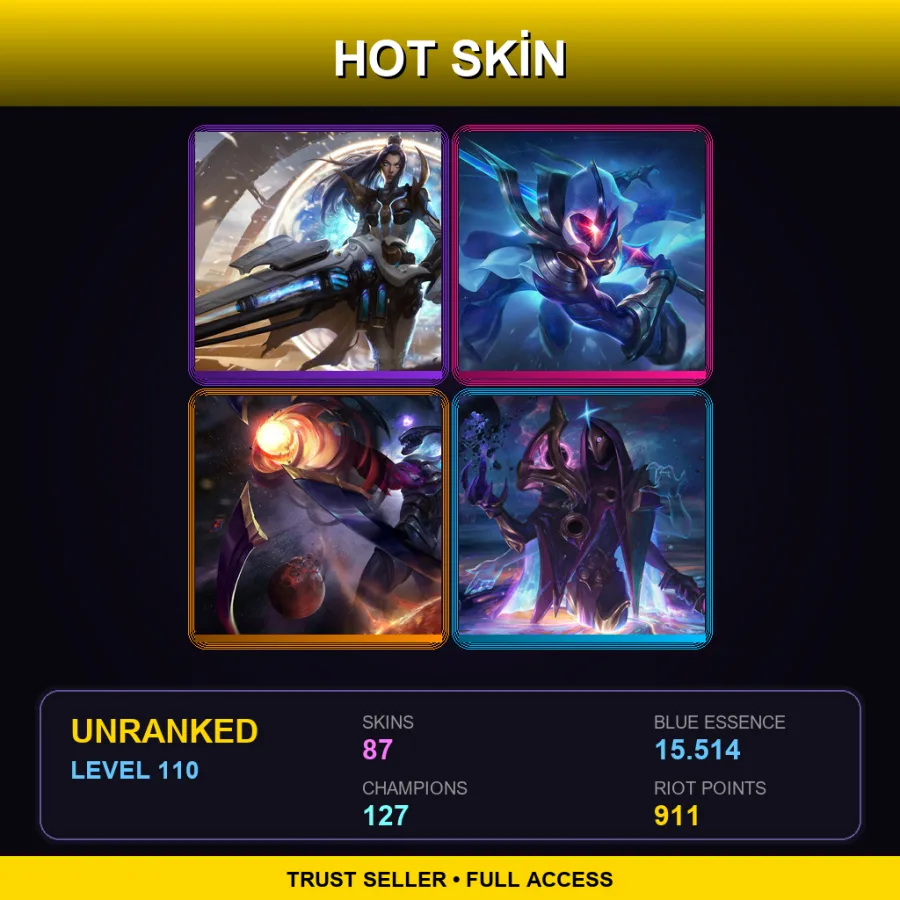 SG | Lv110 | Unranked | 87 Skin | 127 Champ — LoL account