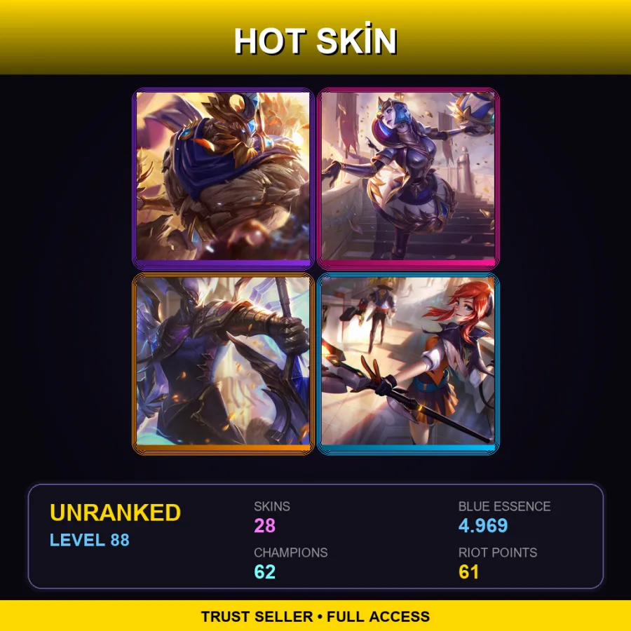 VN | Lv88 | Unranked | 28 Skin | 62 Champ