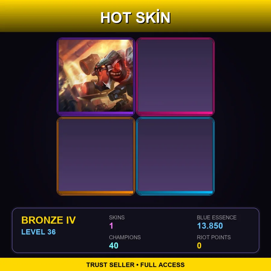 SG | Lv36 | Bronze IV | 1 Skin | 40 Champ
