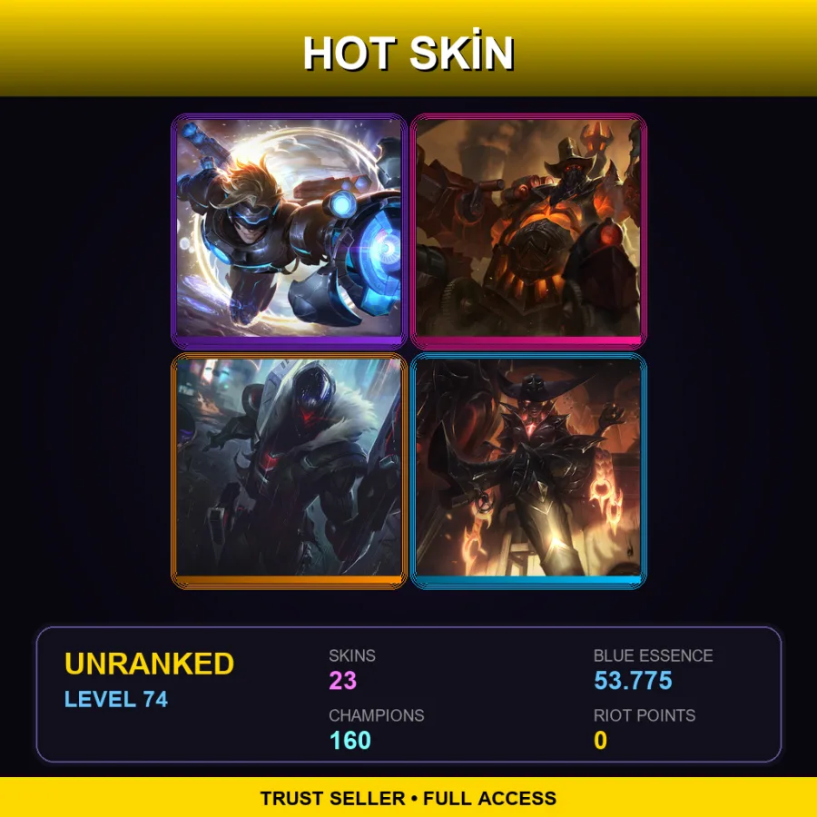 SG | Lv74 | Unranked | 23 Skin | 160 Champ — LoL account