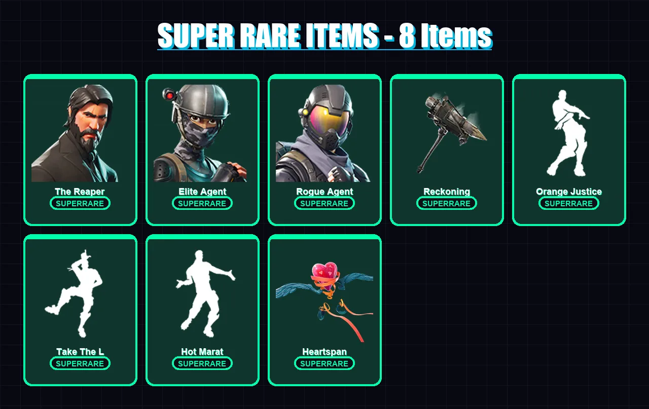 [PC/XBOX/PSN] | The Reaper | Elite Agent | Rogue Agent | Calamity | Lynx | 40 skin | 35 pickaxe | 57 emote | 47 glider | Lv790