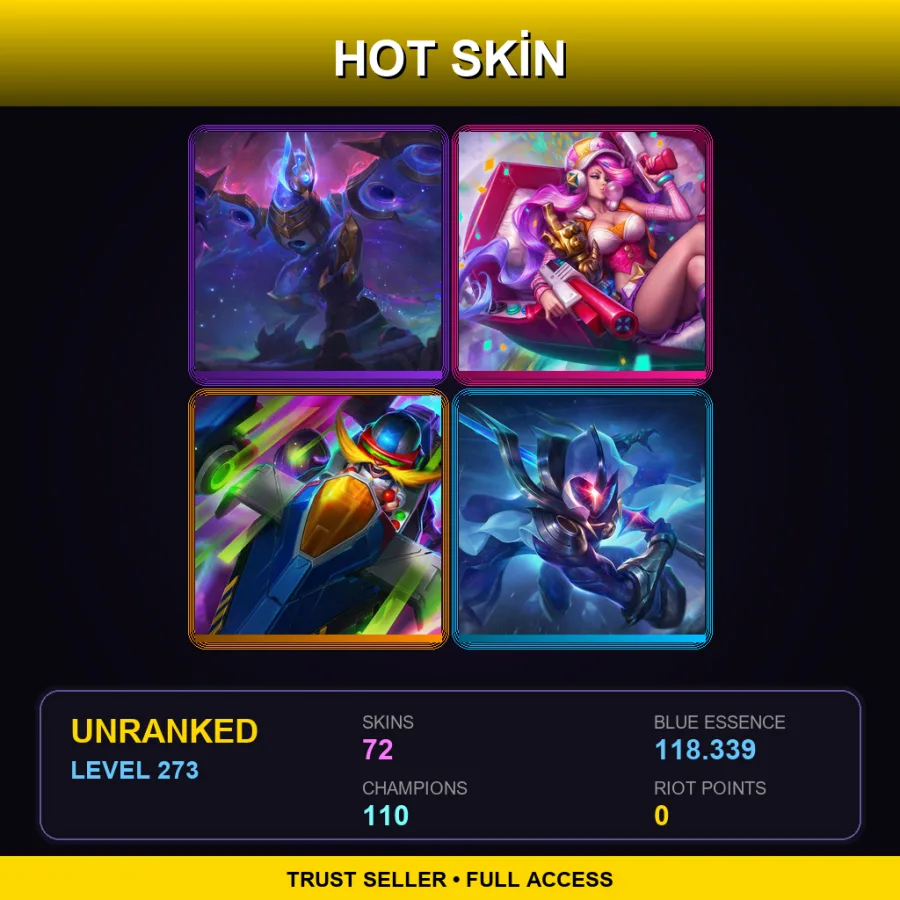 EUW | Lv273 | Unranked | 72 Skin | 110 Champ — LoL account
