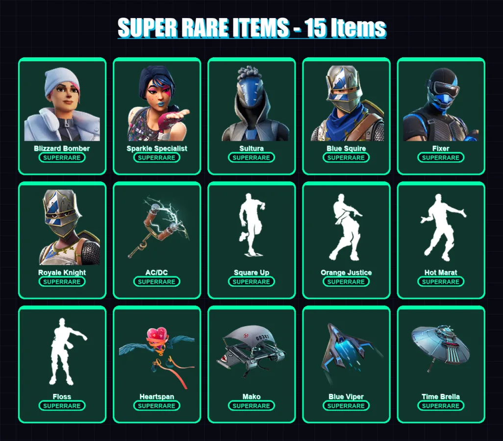 [PS4/PS5/XBOX/PC] | Blizzard Bomber | Sparkle Specialist | Sultura | Blue Squire | Fixer | 121 skin | 140 pickaxe | 126 emote | 134 glider | Lv1964