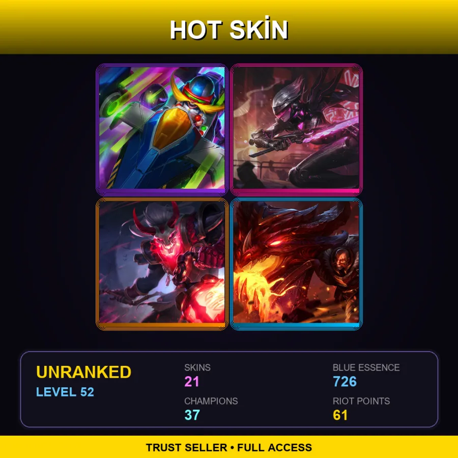 NA | Lv52 | Unranked | 21 Skin | 37 Champ — Woad Ashe