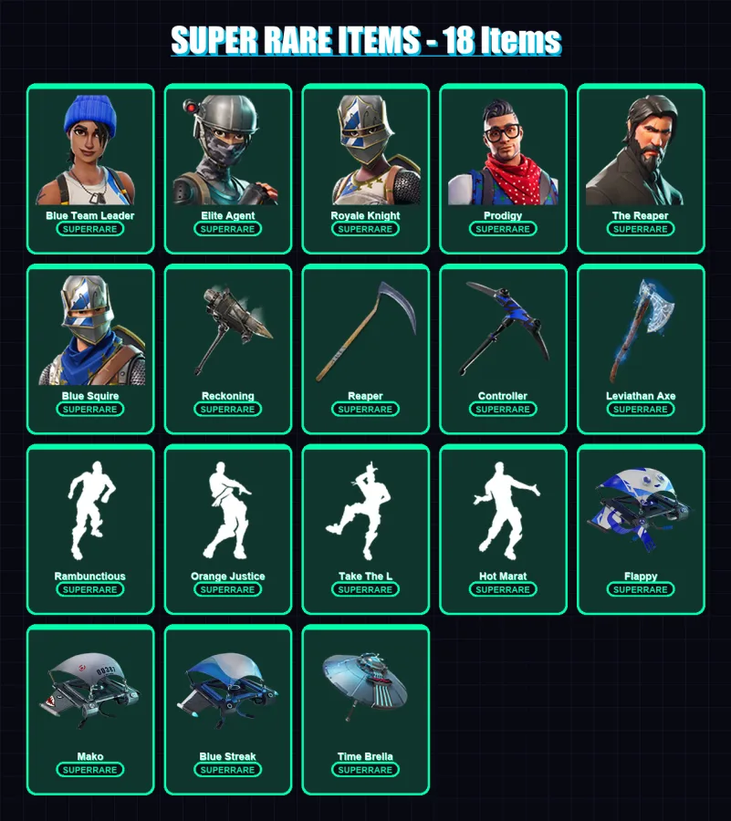 [PC/XBOX] | Blue Team Leader | Elite Agent | Royale Knight | Prodigy | The Reaper | 139 skin | 137 pickaxe | 126 emote | 136 glider | Lv2530
