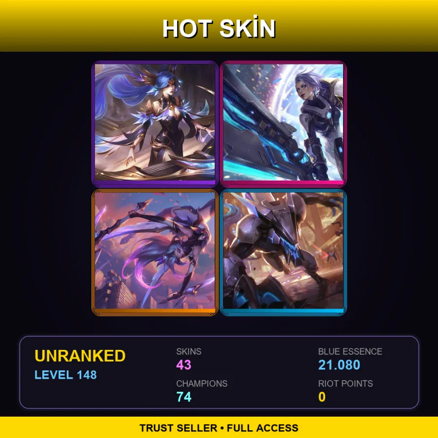 EUNE | Lv148 | Unranked | 43 Skin | 74 Champ