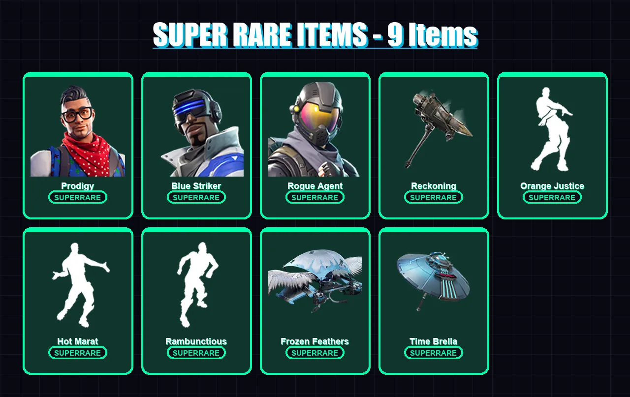 [PS4/PS5/XBOX/PC] | Prodigy | Blue Striker | Rogue Agent | Carbide | Calamity | 54 skin | 114 pickaxe | 104 emote | 91 glider | Lv1566