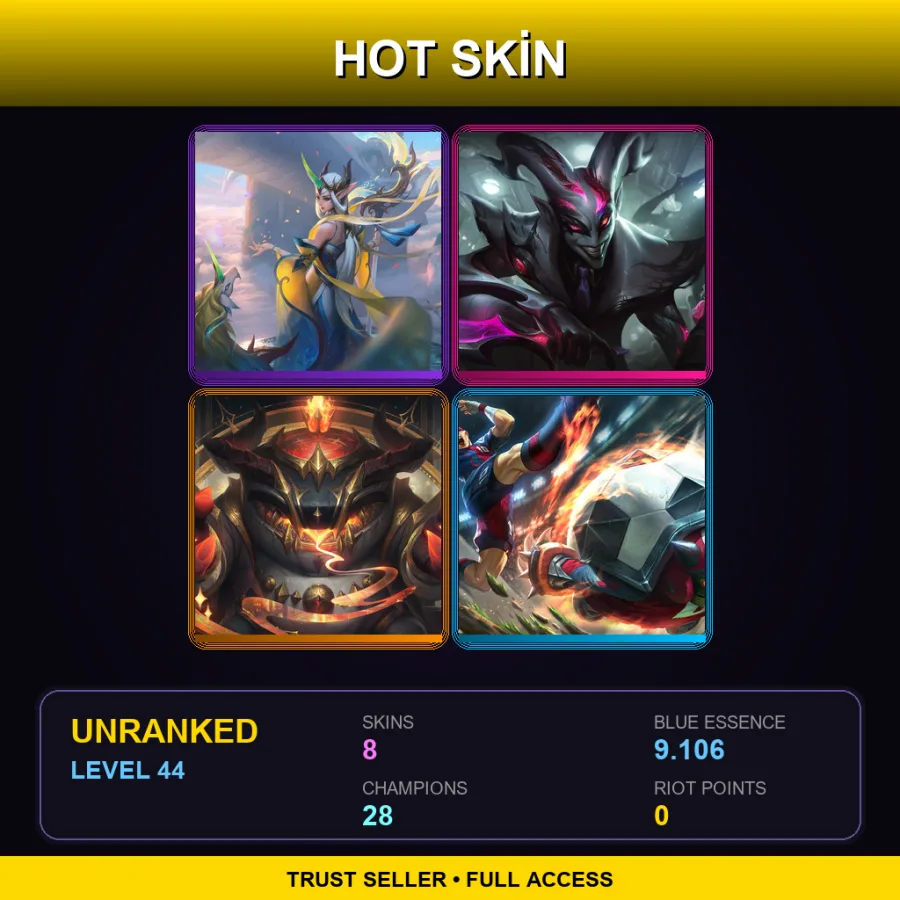 SG | Lv44 | Unranked | 8 Skin | 28 Champ