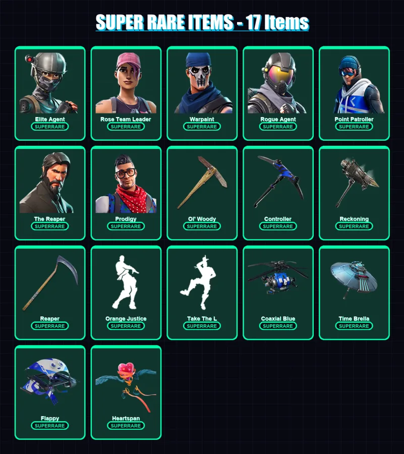 [PS4/PS5/XBOX/PC] | Elite Agent | Rose Team Leader | Warpaint | Rogue Agent | Point Patroller | 78 skin | 71 pickaxe | 63 emote | 78 glider | Lv1095 — Fortnite account