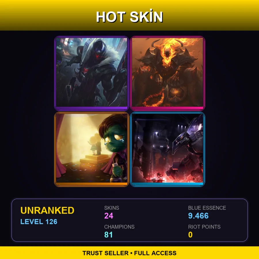 NA | Lv126 | Unranked | 24 Skin | 81 Champ — LoL account