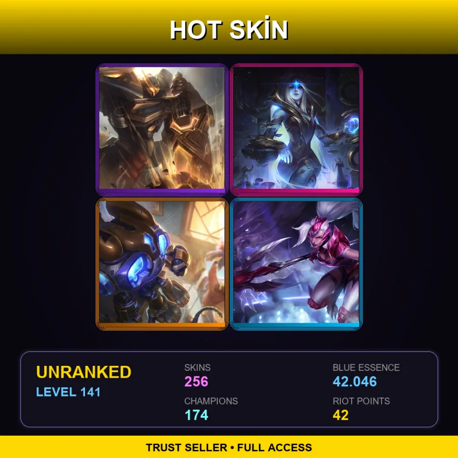 VN | Lv141 | Unranked | 256 Skin | 174 Champ