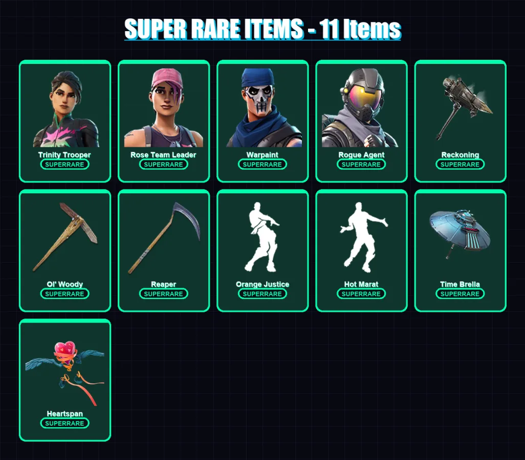 [PC/XBOX/PSN] | Trinity Trooper | Rose Team Leader | Warpaint | Rogue Agent | Zenith | 95 skin | 144 pickaxe | 140 emote | 133 glider | Lv1829