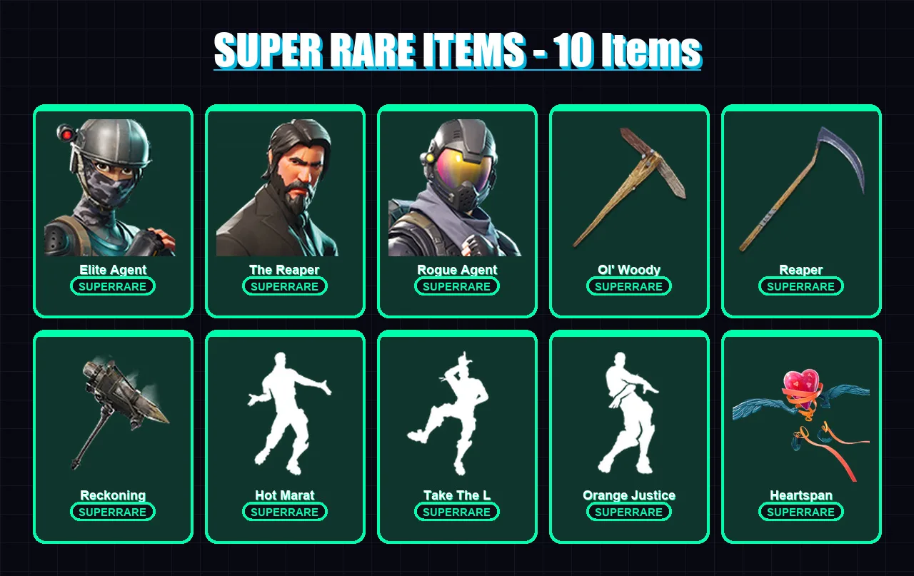[PS4/PS5/XBOX/PC] | Elite Agent | The Reaper | Rogue Agent | Frozen Love Ranger | Joey | 176 skin | 197 pickaxe | 183 emote | 169 glider | Lv3614