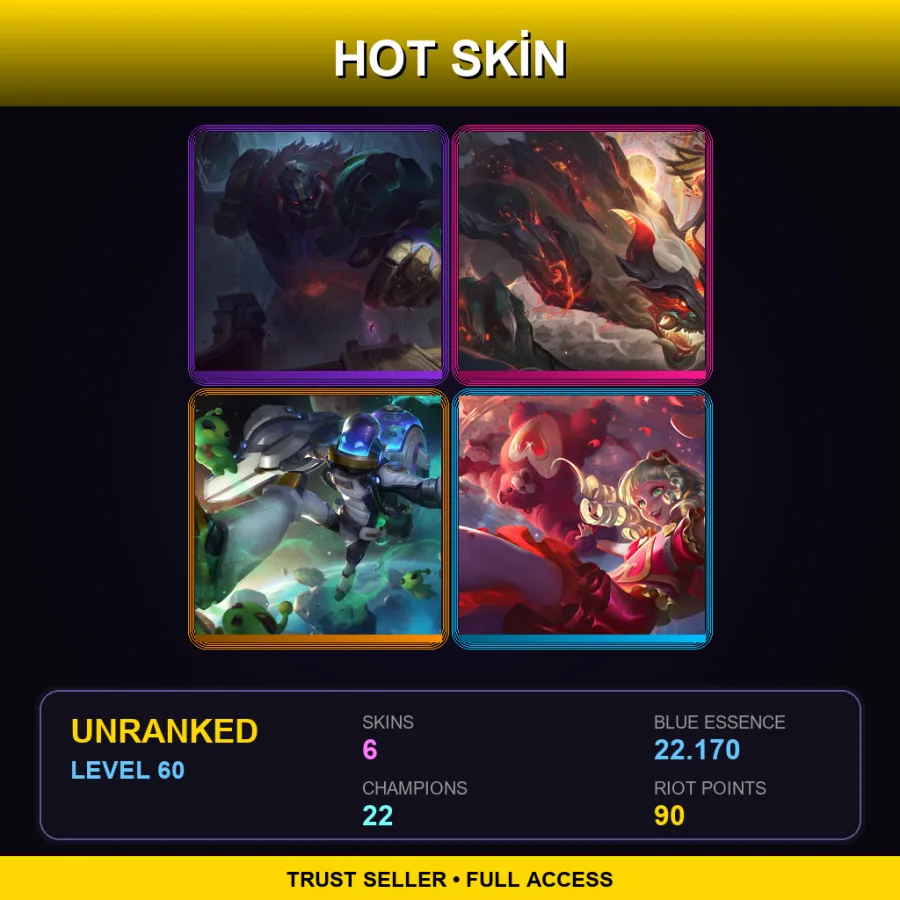 EUW | Worldbreaker Sion | Shan Hai Scrolls Cho'Gath | Astronaut Singed | Sweetheart Annie | 6 Skin | 22 Champ | Lv60