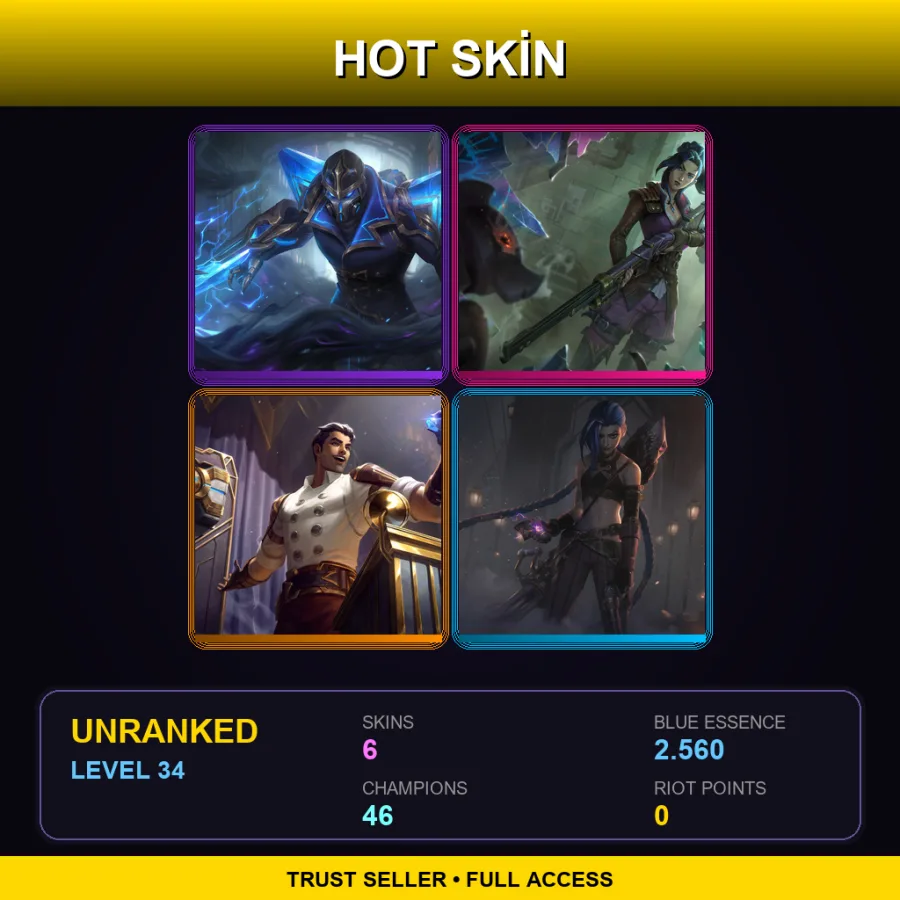 EUW | Lv34 | Unranked | 6 Skin | 46 Champ