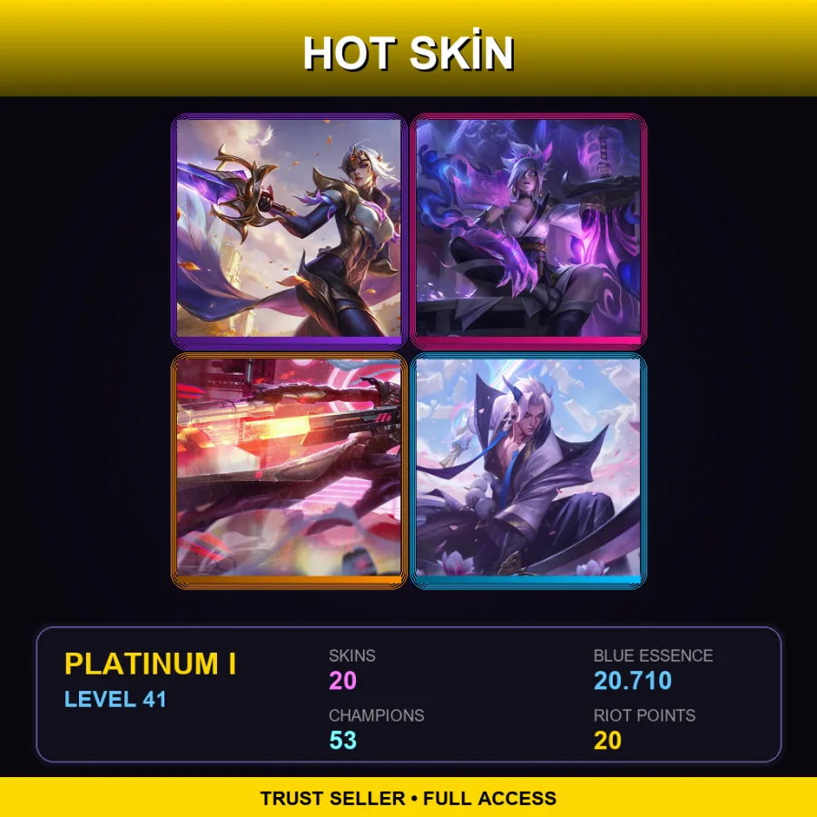 NA | Lv41 | Platinum I | 20 Skin | 53 Champ