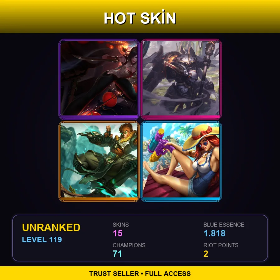 LAN | Lv119 | Unranked | 15 Skin | 71 Champ