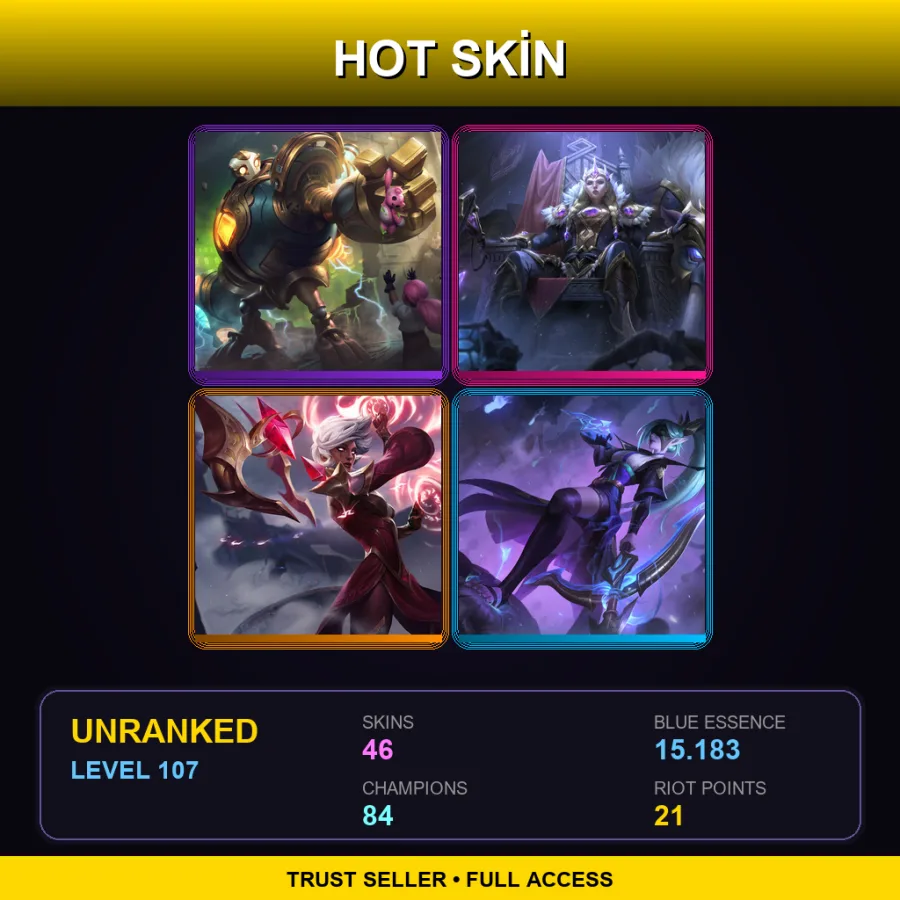 SG | Lv107 | Unranked | 46 Skin | 84 Champ — Musketeer Twisted Fate